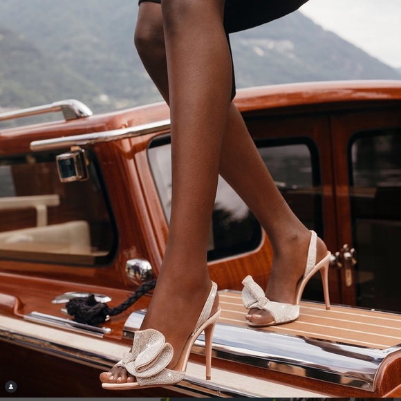 AQUAZZURA Cherry Crystal Embellished Slingback Sandals Size US8 - Picture 3 of 16